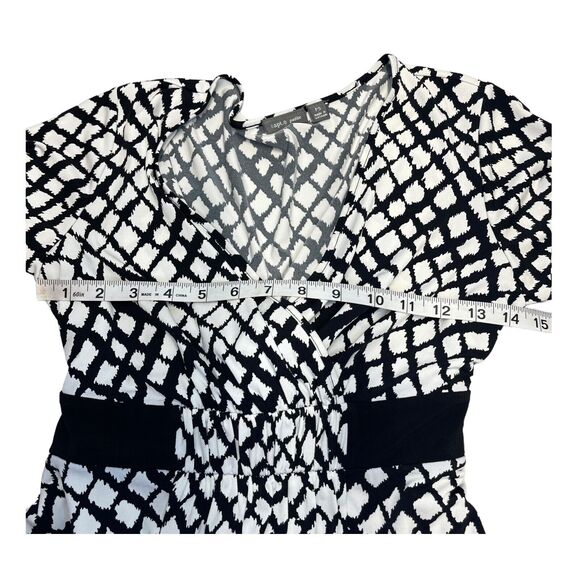 Apt. 9 Fit & Flare Dress Women Small Petite White Printed Stretch Belted Waist - Picture 6 of 9